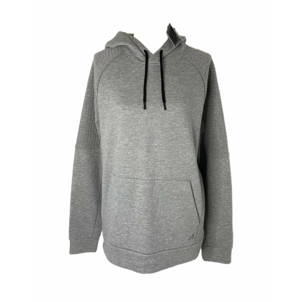 Alive Men's Hoodie Grey Quilted HTR Quick Dry Long Sleeve Size Medium